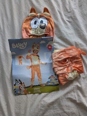 Bluey Bingo Orange Kids Costume with Character Hood